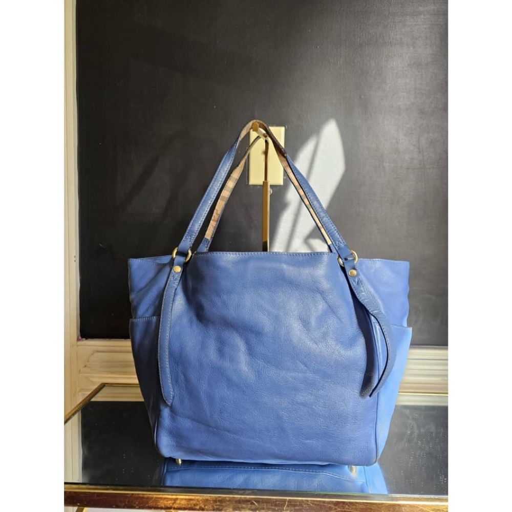 Authentic Burberry Leather Canterbury Tote Royal Blue - Picture 3 of 11